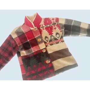 TASHA POLIZZI Southwest / Aztec Patchwork Full Button Fleece Jacket Sz S